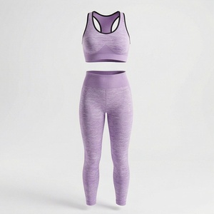Women's Seamless Yoga Set Racerback Sports Bra and High Waist <b>Leggings</b> Two Piece <b>Activewear</b> Outfit - Product Image 1