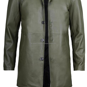 Manteau en cuir personnalisable, imperméable et respirant pour hommes, fermeture à boutons, poches, taille personnalisée, manches longues et élégantes. - Product Image 5