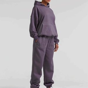 Custom Women Winter Hooded Oversized Tracksuit Baggy Regular Fit <b>Jogger</b> Pants <b>Matching</b> <b>Set</b> Low MOQ Wholesale Manufacturer - Product Image 3