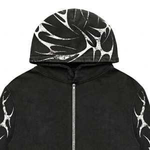 Sudadera con capucha Glory Custom Boxy Fit Oversized Heavyweight con cremallera, diseño vintage personalizado con pedrería, lavado ácido, unisex. - Product Image 3