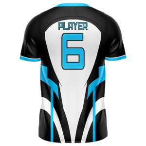 Maillot de football d'hiver personnalisé Reaper unisexe noir blanc bleu, impression sublimée, col rond, manches courtes, évacuation de l'humidité, coupe classique - Product Image 6