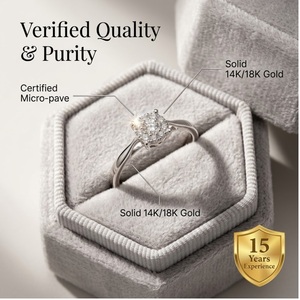 Bague Diamant Halo en Grappe Or Blanc Massif 18K Taille Ronde Brillante Sertissage à Queue Partagée Bijoux Fins Sur Mesure de Qualité Supérieure Cadeau d'Anniversaire - Product Image 3