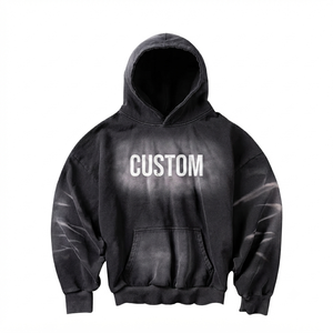 Sweat-shirt à capuche surdimensionné personnalisé unisexe en coton French Terry, style décontracté pour l'automne, avec imprimé strass sur le devant et poche design - Product Image 1