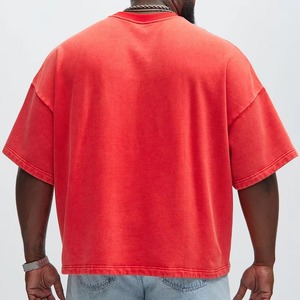 Camiseta de manga larga con cuello simulado, estilo streetwear, hombros caídos, oversize, 260 g/m², para hombre, lavado ácido, vintage, desgastada, corte holgado, doble capa. - Product Image 4
