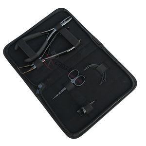 Premium Hair Extension <b>Tools</b> Kit 2-Hole Crimping Plier Micro Beads Remover Tailored Scissors Curved Needles & Hair Parting <b>Tools</b> - Product Image 1