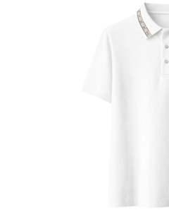 Camisa Polo Blanca Personalizada para Hombre, Mezcla de Algodón, Informal, Manga Corta, Verano, con Detalle de Cuello en Contraste Estampado, Diseño Clásico - Product Image 3