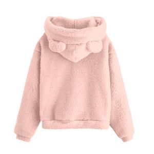 Winter Embroidered Solid Color Cotton Sweatshirt Streetwear Hoodie Pullover Women's <b>Cute</b> <b>Bear</b> Ear Hoodies For Winter - Product Image 2