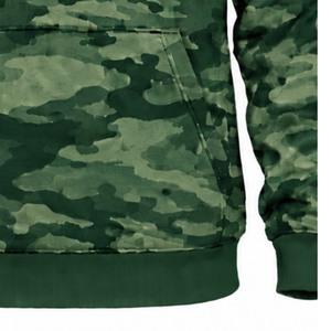 เสื้อฮู้ดลายพรางสีเขียวป่าสำหรับผู้ชาย เสื้อสเวตเชิ้ตผ้าฟลีซพิมพ์ลายพรางแบบกำหนดเอง มีกระเป๋าจิงโจ้ เชือกผูกเอว สวมใส่สบายๆ สำหรับกิจกรรมกลางแจ้ง - Product Image 5