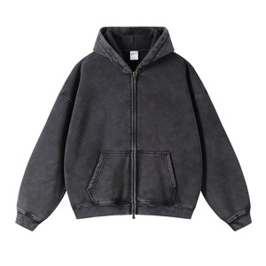 Sweat-shirt à capuche surdimensionné pour homme, fermeture éclair, couleur unie, en molleton de coton, décontracté, pour l'automne - Product Image 3