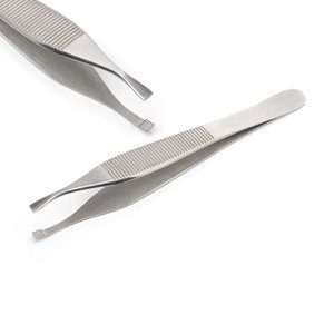 Medical Uses Customized Logo Stainless Steel Surgical Adson-Brown Tissue and Grasping Forceps 12 cm / 4.7", curved, 7x7 <b>Teeth</b> - Product Image 3