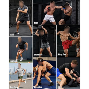 <b>Men</b> Boxing Shorts Satin Spandex/Polyester Lightweight Stretch Moisture-Wicking Waterproof Side Slit High Kick Fight <b>Trunks</b> - Product Image 5