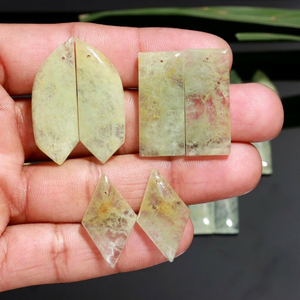 Paire de pierres précieuses d'aquamarine verte naturelle |   Pierres Symétriques |   Boucles d'oreilles en argent massif |   Artisans de fournitures pour la création de bijoux - Product Image 5