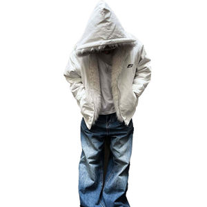 Sudaderas con capucha y sudaderas de manga regular para hombre, estilo urbano personalizado, de felpa francesa de alto gramaje, con capucha de pelo, cortas, con cremallera y efecto desgastado - Product Image 1