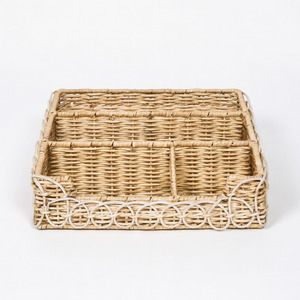 Organisateur de fichiers en rotin festonné, porte-papeterie, organiseur de bureau, panier pour magazines et journaux - Product Image 5