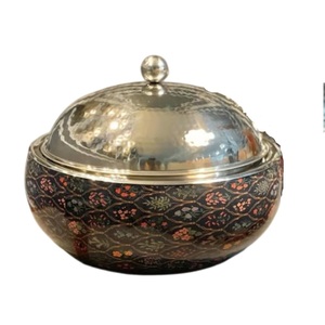 Wholesale Kashmiri Papier Mache Casserole Stainless Steel Hot Pot Insulated Serving Bowl Double Walled Thermal Food <b>Warmer</b> - Product Image 1