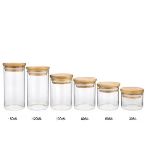 Récipient de rangement en verre transparent avec couvercle en bois pour aliments : riz, pâtes, céréales, haricots, graines, collations, fournitures de pâtisserie - Product Image 2
