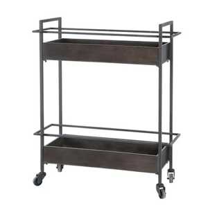 Carrito de Servicio Industrial de 2 Niveles Skies Trader, Carrito de Bar Móvil de Metal con Bandeja Profunda, Estante de Almacenamiento con Ruedas, Carrito de Cocina con Ruedas - Product Image 1