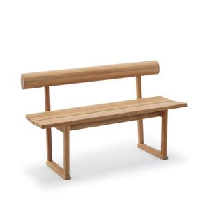 Banc de jardin en teck massif de qualité supérieure, dossier circulaire en rondins, chaise de patio sans accoudoirs, deux places - Product Image 1