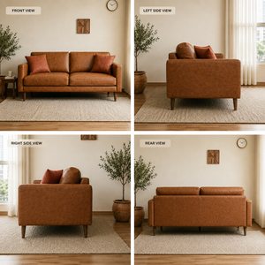 Luxury Mid- Modern Genuine Leather <b>Sofa</b> <b>Bed</b> Two Seat Eco-Friendly Solid Wood Legs Home Villa Living Room Bedroom Office - Product Image 3