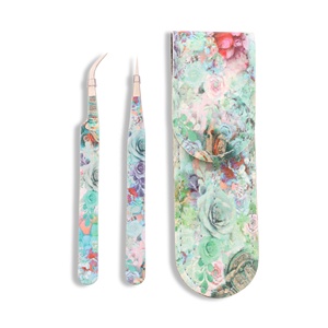 Extensión de pestañas de nuevo diseño Capas delgadas gruesas de pinzas con bolsa de cuero Embalaje y logotipo personalizados - Product Image 4