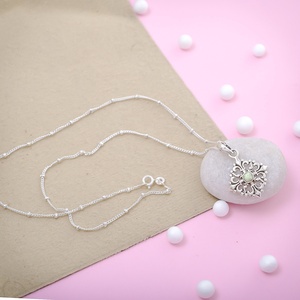 Natural Chrysoprase Gemstone Pendant 925 Sterling Silver Vintage Floral Filigree Statement Necklace Charm - Product Image 3