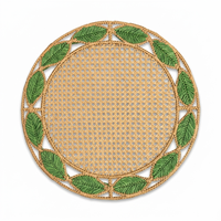 Napperons de table vintage en raphia naturel, tissés à la main, écologiques, diamètre 300 mm, pour décoration rustique de cuisine et salle à manger, export