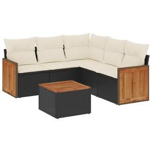 Conjunto de Sofá de Jardín de Ratán Sintético Negro con Patas Ajustables Grandes, Muebles de Exterior Cómodos y Elegantes - Product Image 2