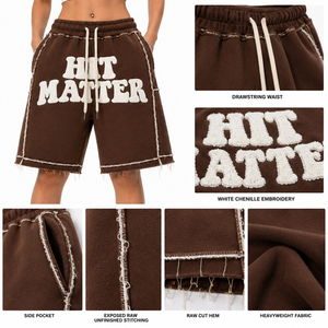 Shorts en molleton pour femme, taille à cordon de serrage personnalisable, coupe ample, décontractés, 100% coton épais, pour l'hiver, longueur genou - Product Image 6