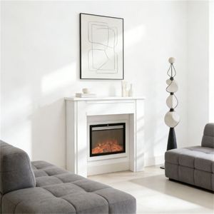 Elegante Chimenea Blanca Independiente Moderna con Accesorios para el Hogar - Product Image 2