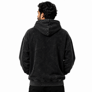 Sweat à capuche rétro délavé pour homme, coupe oversize, en coton épais, style streetwear, broderie personnalisée, pull tendance, vente en gros de vêtements - Product Image 4
