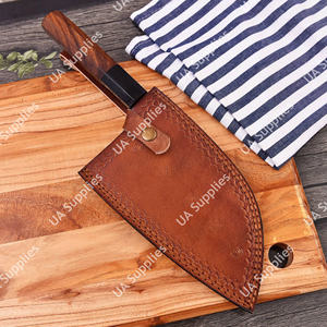Cuchillo de carnicero serbio de acero inoxidable forjado de alta resistencia, ambidiestro, ergonómico, con mango de palisandro, para cortar carne pesada, estilo vintage. - Product Image 5