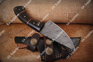 Couteau à lame fixe en acier Damas personnalisé OEM/ODM, vente en gros, chasse, camping, pêche, EDC, étui en cuir - Product Image 4