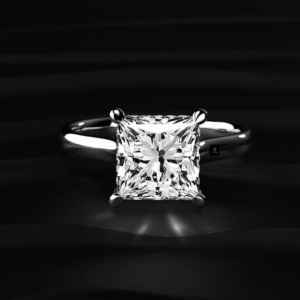 Anillo de diamante solitario princesa cultivado en laboratorio con doble halo oculto, corte catedral, certificado IGI, de color D a F, 3.00 ct central, 0.20 ct laterales, TW 3.20 - Product Image 1