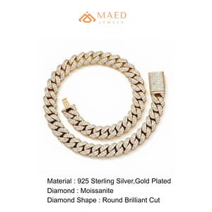 18K Gold Plated Moissanite <b>Necklace</b> Fashion Jewelry Cuban Link <b>Chain</b> for Women & Men Elegant Gift New York City Fine Jewelry NYC - Product Image 6