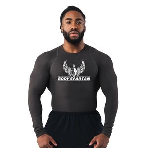 Men's Black Compression Long Sleeve T-Shirt Moisture Premium Athletic Base <b>Layer</b> Training Running Gym Fitness <b>Top</b> - Product Image 1
