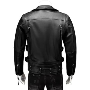 Chaqueta de cuero PU para hombre, estilo motociclista, talla grande, con capucha, transpirable, con cremallera, para otoño, en marrón y negro, venta al por mayor de fábrica. - Product Image 3