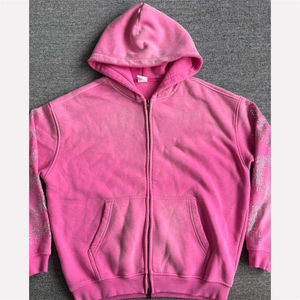 Sweat-shirt à capuche zippé pour femme avec motif étoile à paillettes, en coton tricoté, décontracté, pour l'automne, impression de strass - Product Image 3