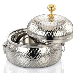 Mesa de Comedor de Lujo Ecológica a Gas con Tapa Aislante de Cobre Martillado y Acero Inoxidable para Servir Comida Caliente tipo Buffet - Product Image 2