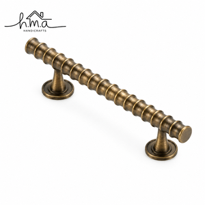 Brass and Dark Wood Cabinet Handle with Gold Inlay Rounded <b>Bar</b> Shape Modern Drawer <b>Pull</b> Decorative Furniture Hardware - Product Image 3