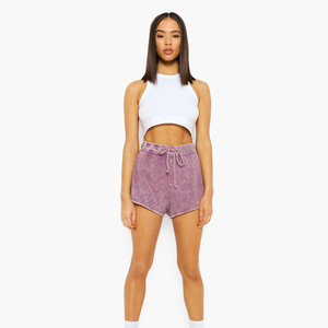 Shorts pour femmes en coton 100% décontractés, taille élastique, respirants, motif à carreaux, 180g, avec poches, de haute qualité - Product Image 1