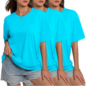 Oversized Short Sleeve Solid Color Jersey T-Shirt <b>Men</b> Casual O-Neck Plain Dyed Knitted Fit Regular Length - Product Image 3