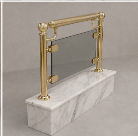 Barandilla de escalera de lujo de acero inoxidable dorado con base de mármol, pasamanos moderno para balcón interior, para diseño de interiores del hogar - Product Image 3