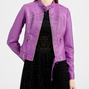 Veste en cuir de style unique, fabrication professionnelle, couleur unie, en stock. - Product Image 2