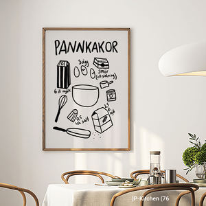 Impression sur toile pour cuisine, affiche illustrative de la préparation des crêpes, décoration murale minimaliste pour cuisine - Product Image 3