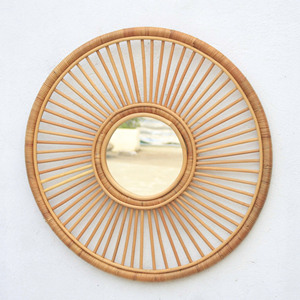 Vietnam Manufacturer's Cherry Boho Wall <b>Mirror</b> Modern Home Decor <b>Hanging</b> Eco-friendly Beige Oval Seagrass Glass - Product Image 5