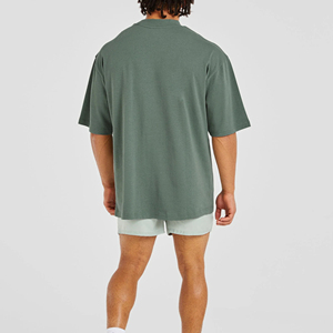T-shirts surdimensionnés pour hommes en toile avec logo frontal, respirants, pour l'été, personnalisables, haute qualité, prix de gros - Product Image 3