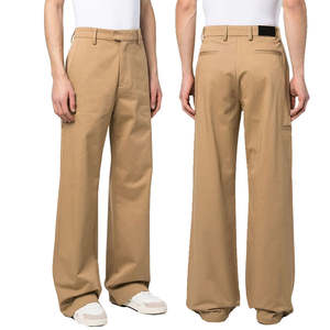 Pantalon de travail robuste en coton coupe droite taille haute pour homme, style cargo multi-poches avec fermeture éclair - Product Image 3