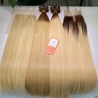 Extensions de cheveux naturels Remy vierges vietnamiens bruts, couleur blonde tendance, double trame, longues, pour tissage