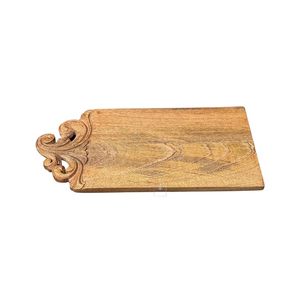 Planche à découper en bois de manguier de haute qualité, fabriquée à la main, avec bordure sculptée ornée, design rustique, écologique et durable pour une utilisation en cuisine - Product Image 3