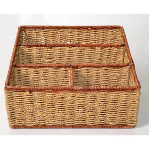 Organisateur de bureau naturel en jonc de mer en gros du Vietnam panier d'accessoires de bureau tissé à la main de style vintage - Product Image 2